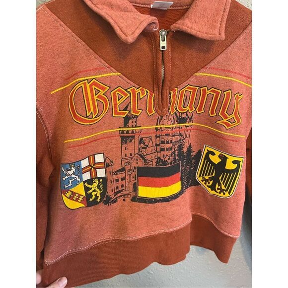 Re/Done Vintage Upcycled Cropped Germany Quarter Zip Size XS/S - Picture 2 of 5